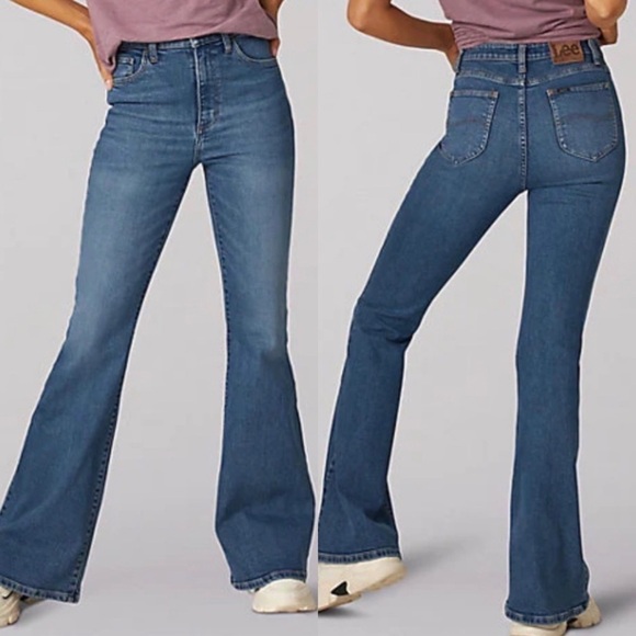 NWT Lee Heritage High Rise Slim Fit Flare Jeans in Clear Cut - Picture 1 of 12